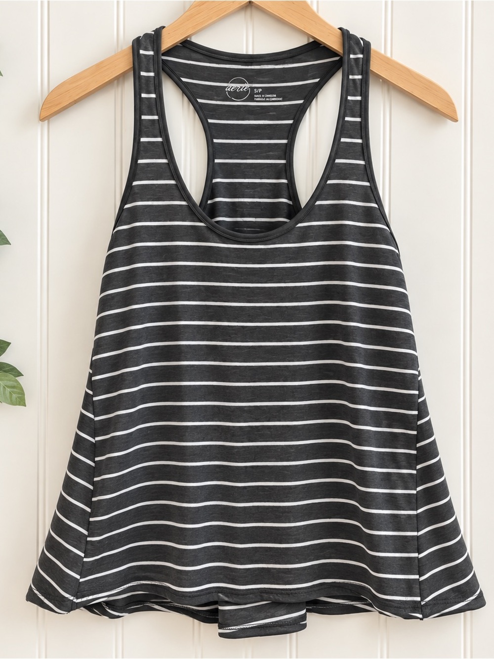 Aerie gray & White Striped Racerback Tank Top x
